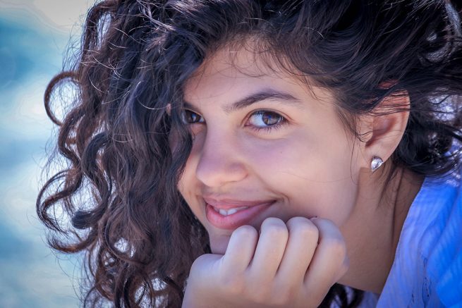 Portrait of curly black hair woman